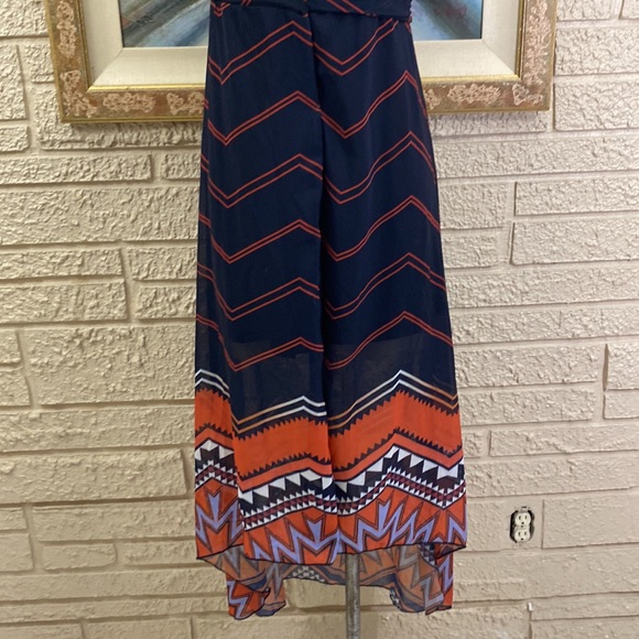 🌹No Tags Tribal Border Print Hi Low Wrap Dress - Picture 10 of 13